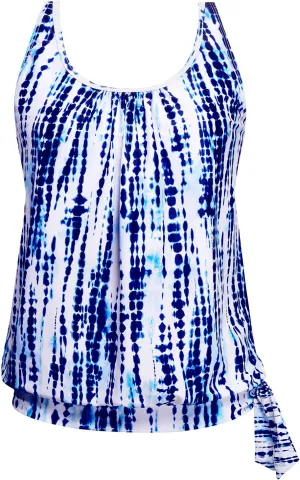 Yonique Women's Blouson Tankini Top - Loose Fit Modest Swim Top