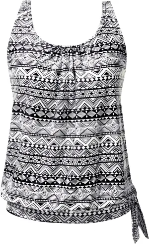 Yonique Women's Blouson Tankini Top - Loose Fit Modest Swim Top