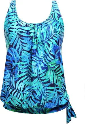 Yonique Women's Blouson Tankini Top - Loose Fit Modest Swim Top