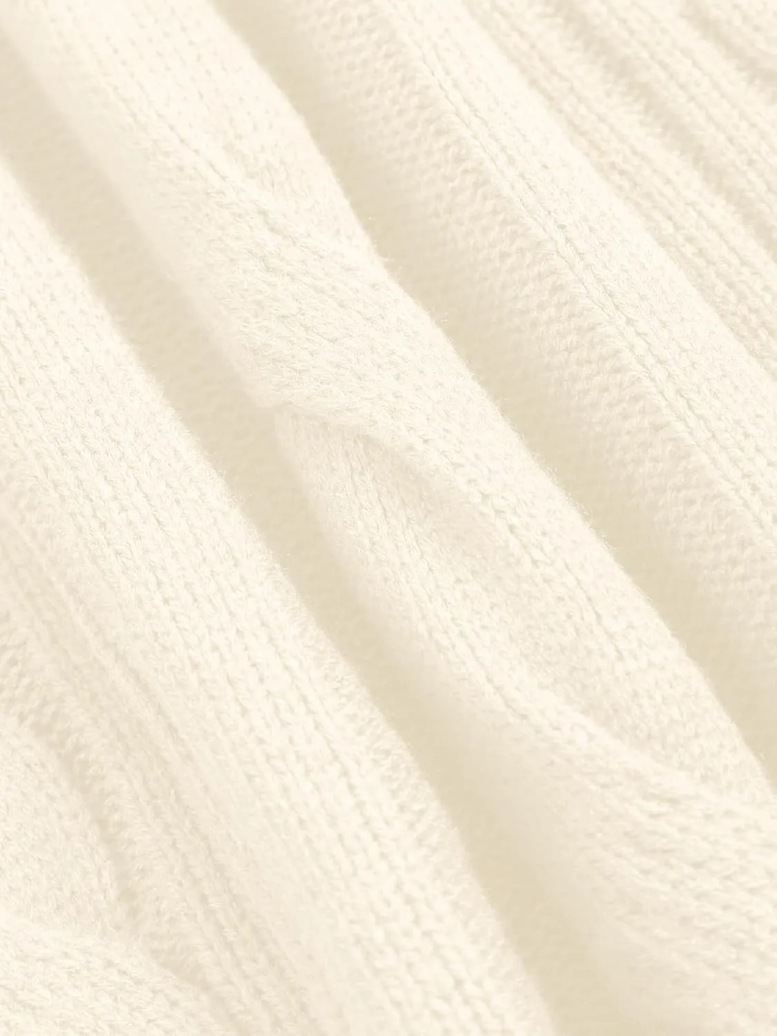 ZAFUL Women's Solid Knit Cable Sweater Casual Long Lantern Sleeve Pullover Crew Neck Knitted Tops