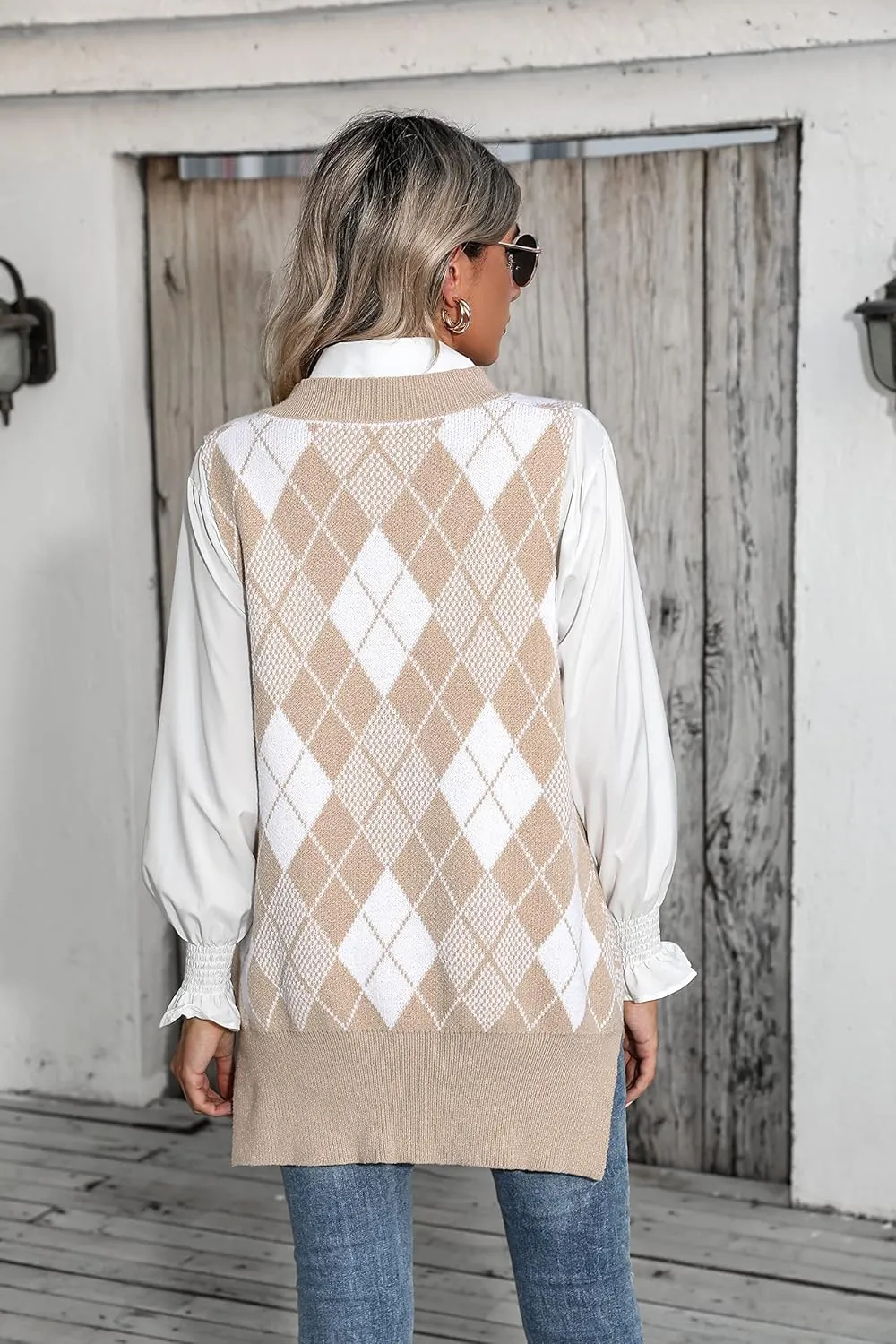 Zeagoo Sweater Vest Women Sleeveless V Neck Oversized Pullover Knitted Tops 2024 Fall Outfits
