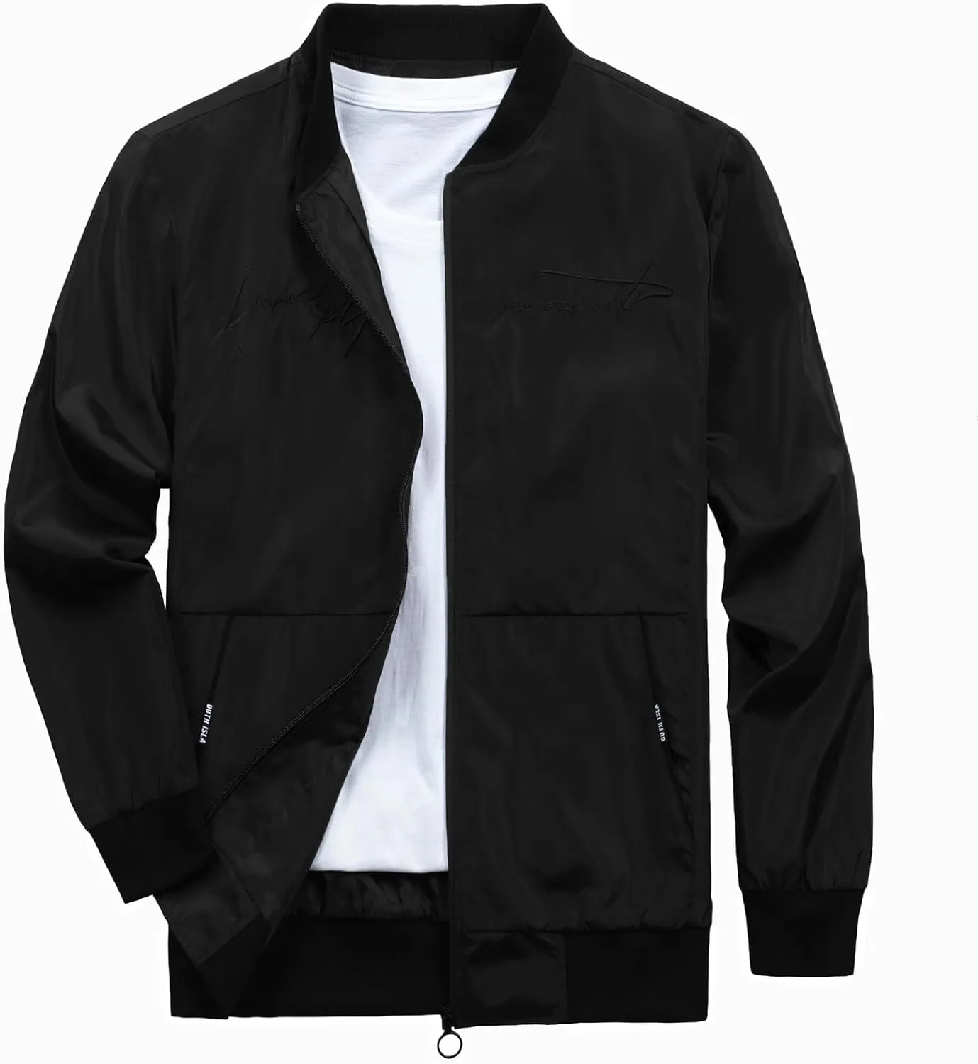 ZEFOTIM Mens Casual Jacket Tall and Big Zip Up Sweatshirt Graphic Big Outdoor Coats with Pockets