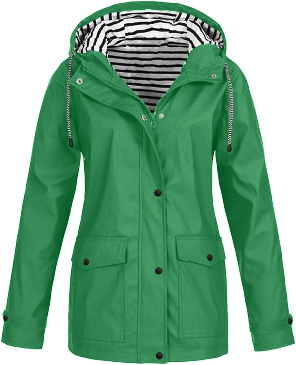 ZEFOTIM Rain Jacket Women with Hood Waterproof Lightweight Casual Raincoat Zip Up Hiking Jackets with Pockets Clothes