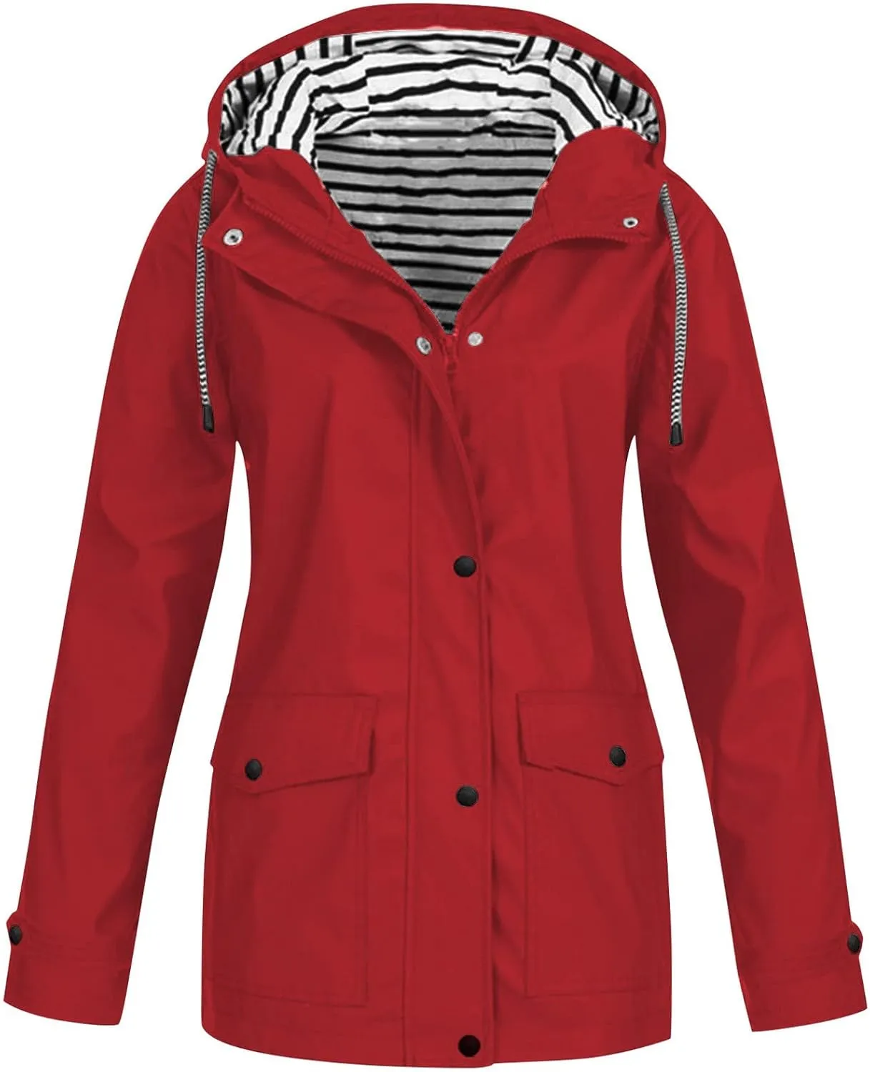 ZEFOTIM Rain Jacket Women with Hood Waterproof Lightweight Casual Raincoat Zip Up Hiking Jackets with Pockets Clothes