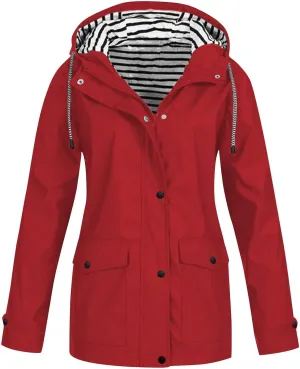 ZEFOTIM Rain Jacket Women with Hood Waterproof Lightweight Casual Raincoat Zip Up Hiking Jackets with Pockets Clothes