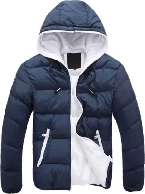 Zipper Winter Coat Cotton-padded Casual Jacket Hoodie Color Men's Collision Men's Coats & Fashion Jacket Men